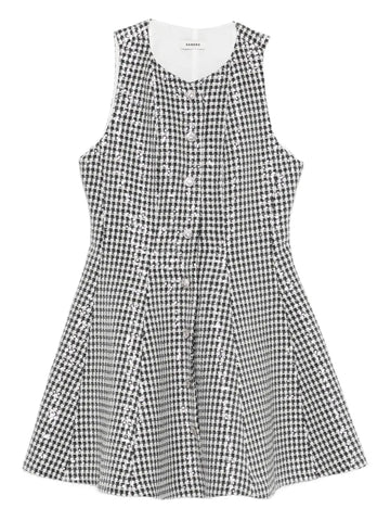 Sandro Sequin Embellished Houndstooth Dress