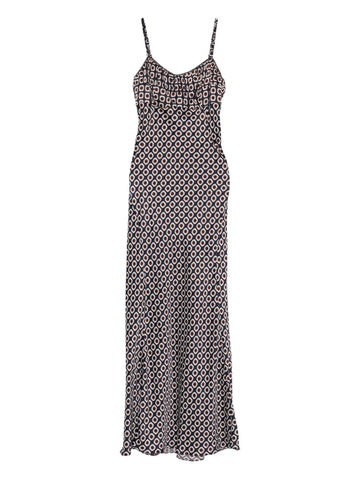 Sandro Printed Lace Up Maxi Dress