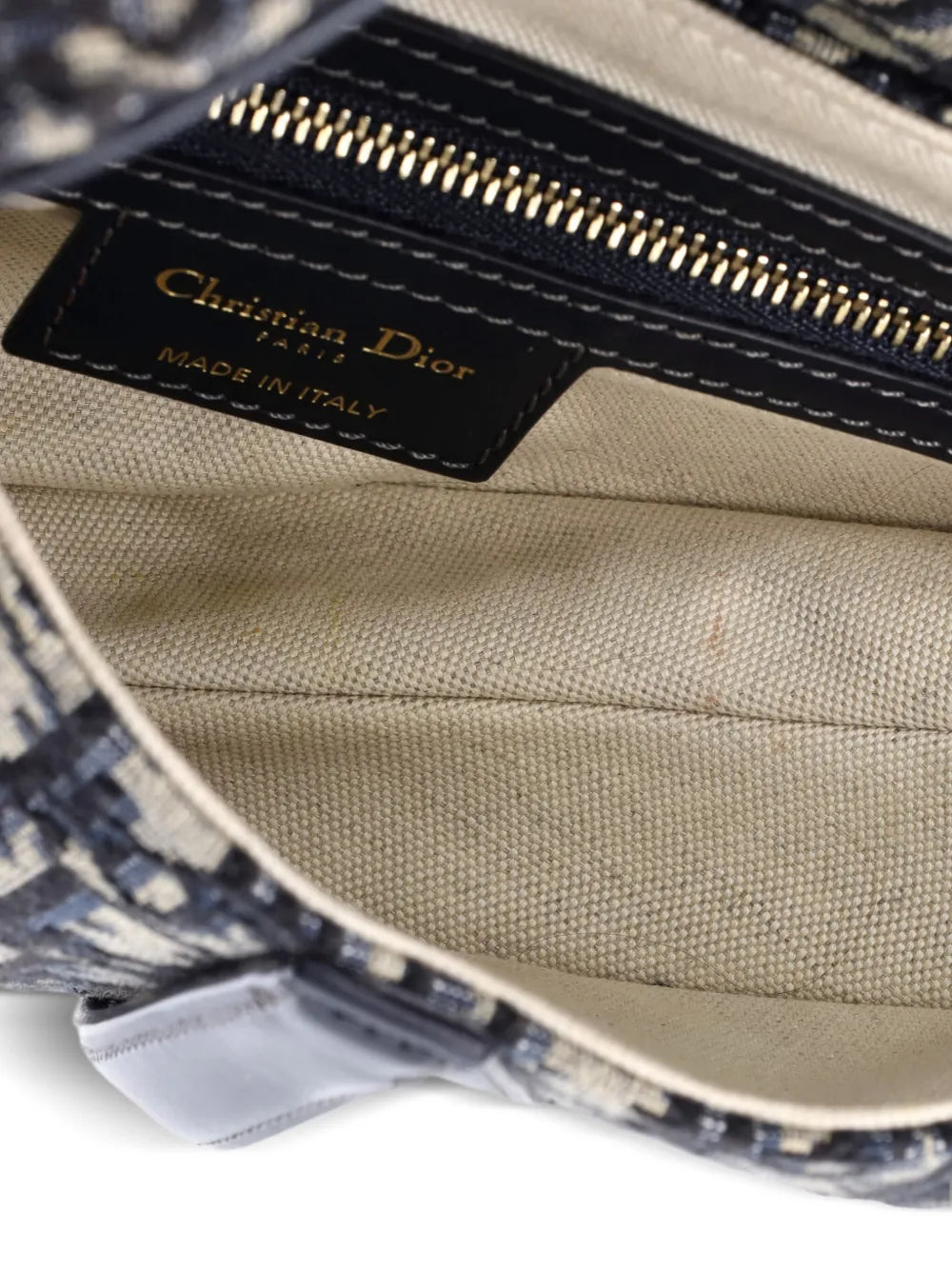 Christian Dior Pre Owned Saddle Handbag With Strap Oblique Canvas Medium Shoulder Bag