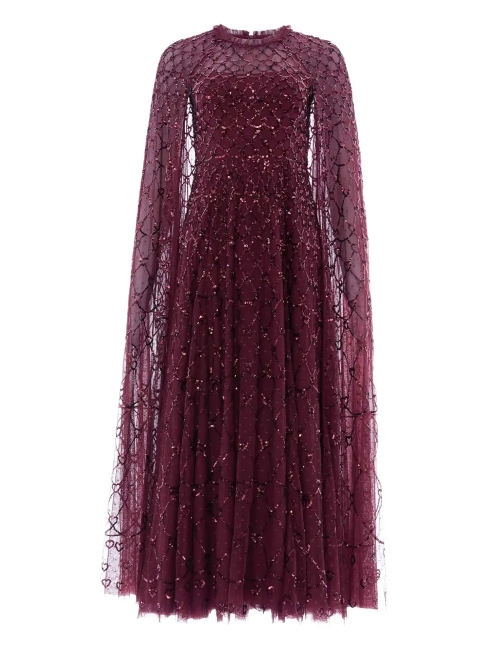 Needle Thread Heart Pattern Midi Dress