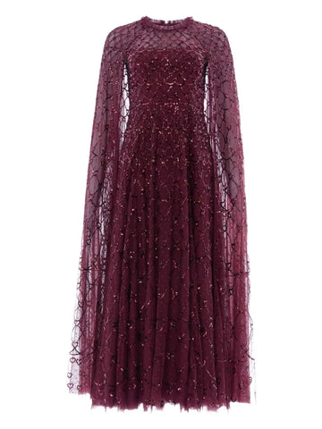 Needle Thread Heart Pattern Midi Dress