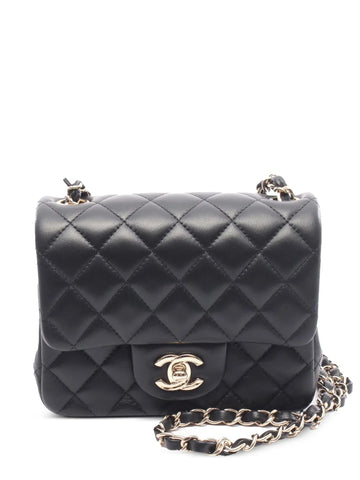Chanel Pre Owned 2021 2025 Mini Lambskin Square Single Flap Shoulder Bag