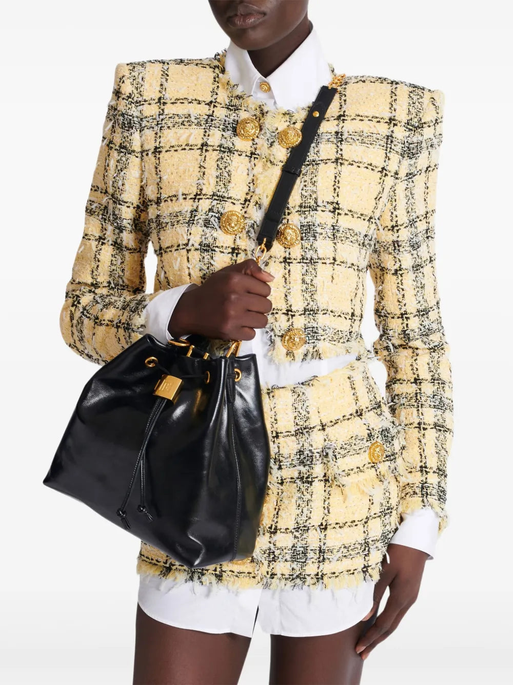 Balmain Pulse Leather Shoulder Bag