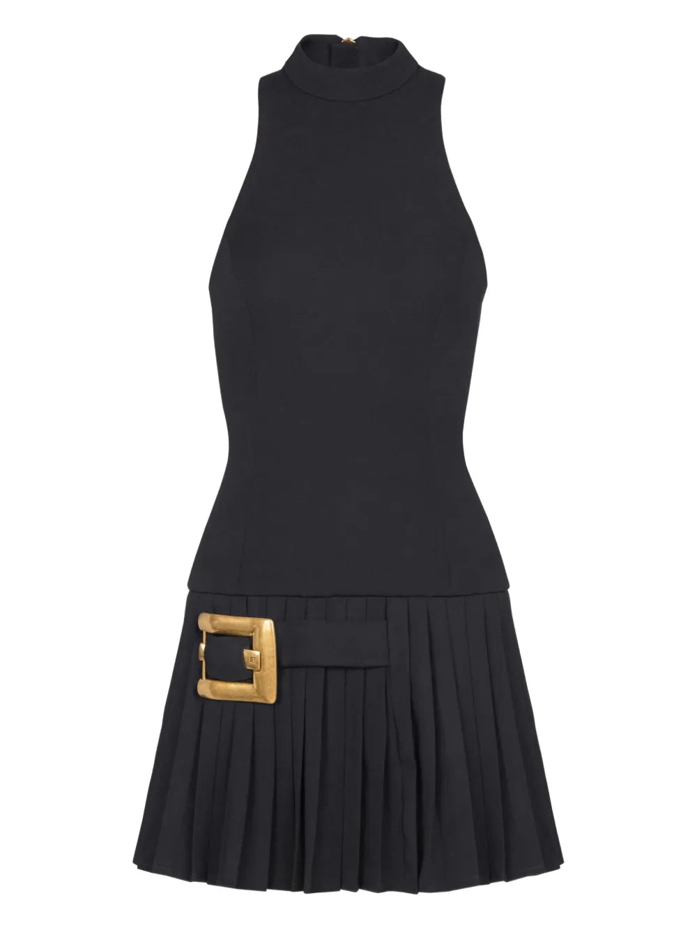 Balmain Pleated Buckle Embellished Dress