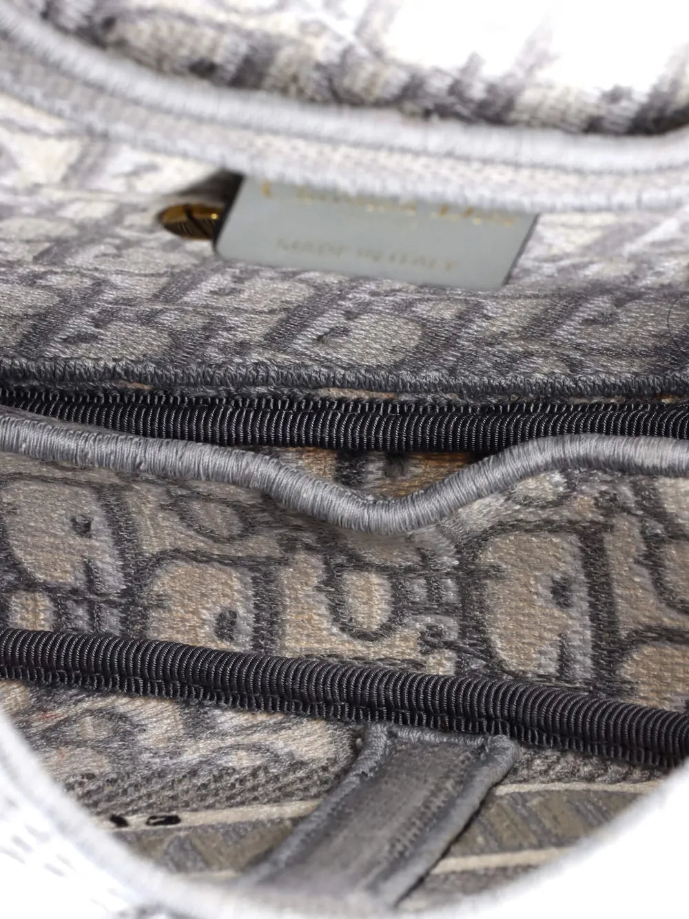 Christian Dior Pre Owned Saddle Handbag Logo Embroidered Oblique Canvas Medium Shoulder Bag