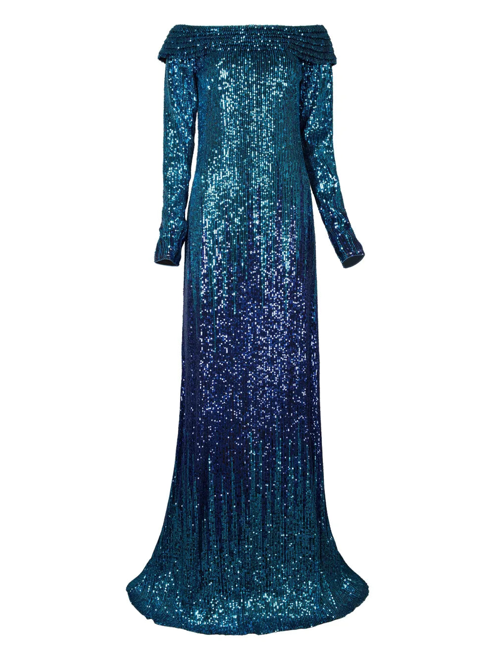 Tadashi Shoji Sequin Off Shoulder Maxi Dress