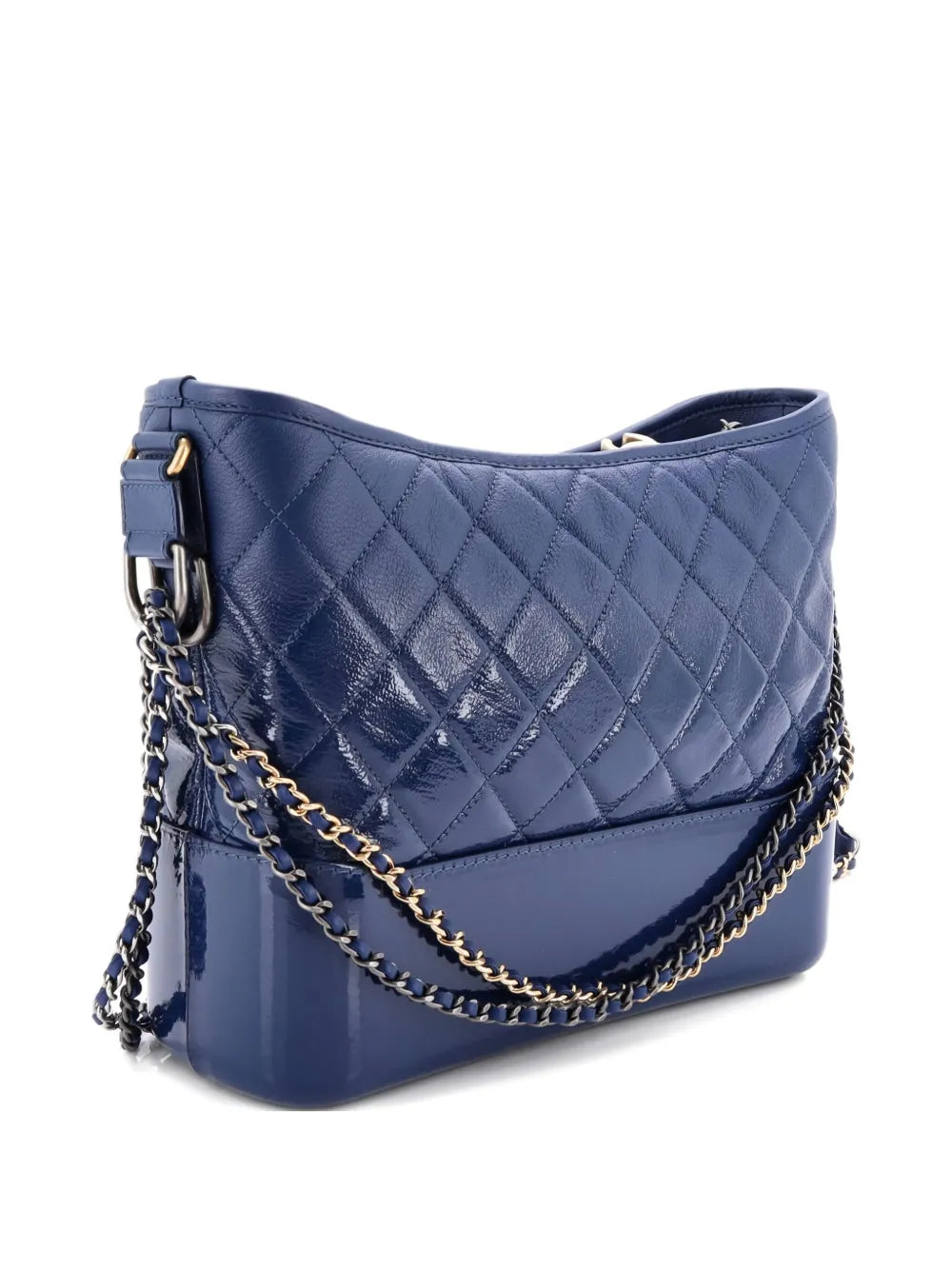 Chanel Pre Owned Gabrielle Quilted Goatskin And Patent Medium Hobo Bag