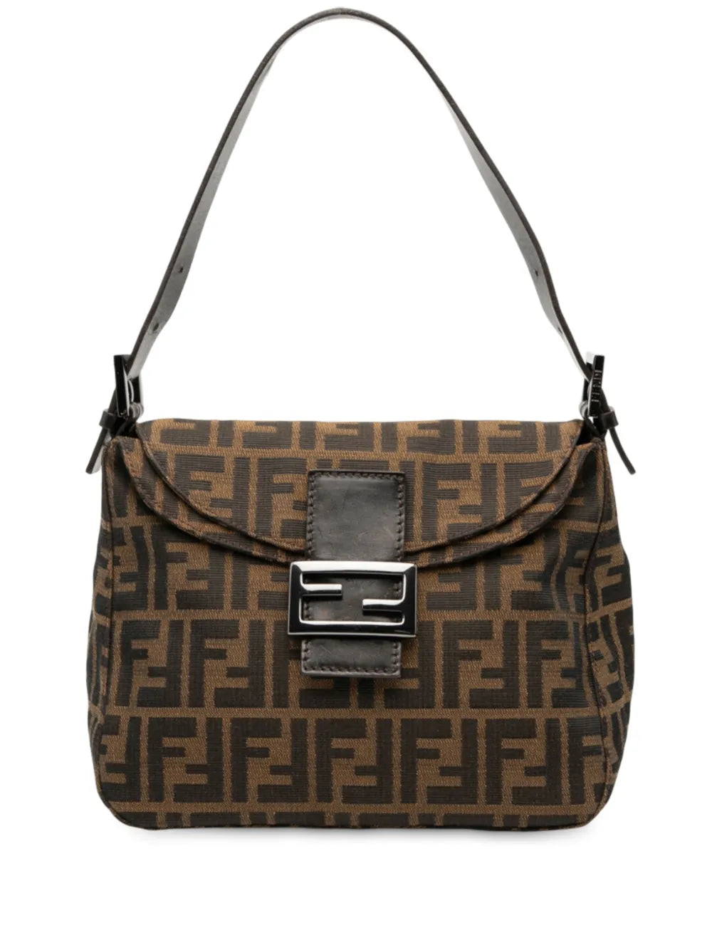 Fendi Pre Owned 20Th Century Zucca Canvas Double Flap Mamma Shoulder Bag