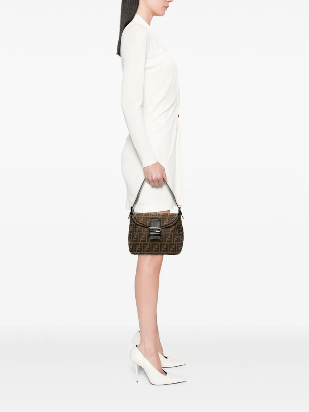Fendi Pre Owned 20Th Century Zucca Canvas Double Flap Mamma Shoulder Bag