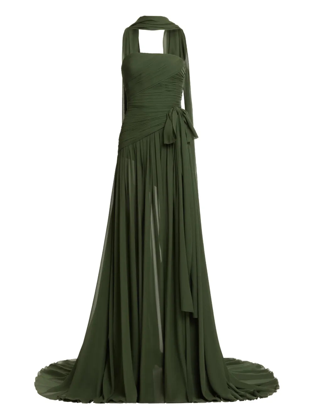 Elie Saab Ruched Tie Maxi Dress