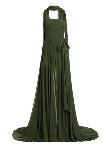 Elie Saab Ruched Tie Maxi Dress