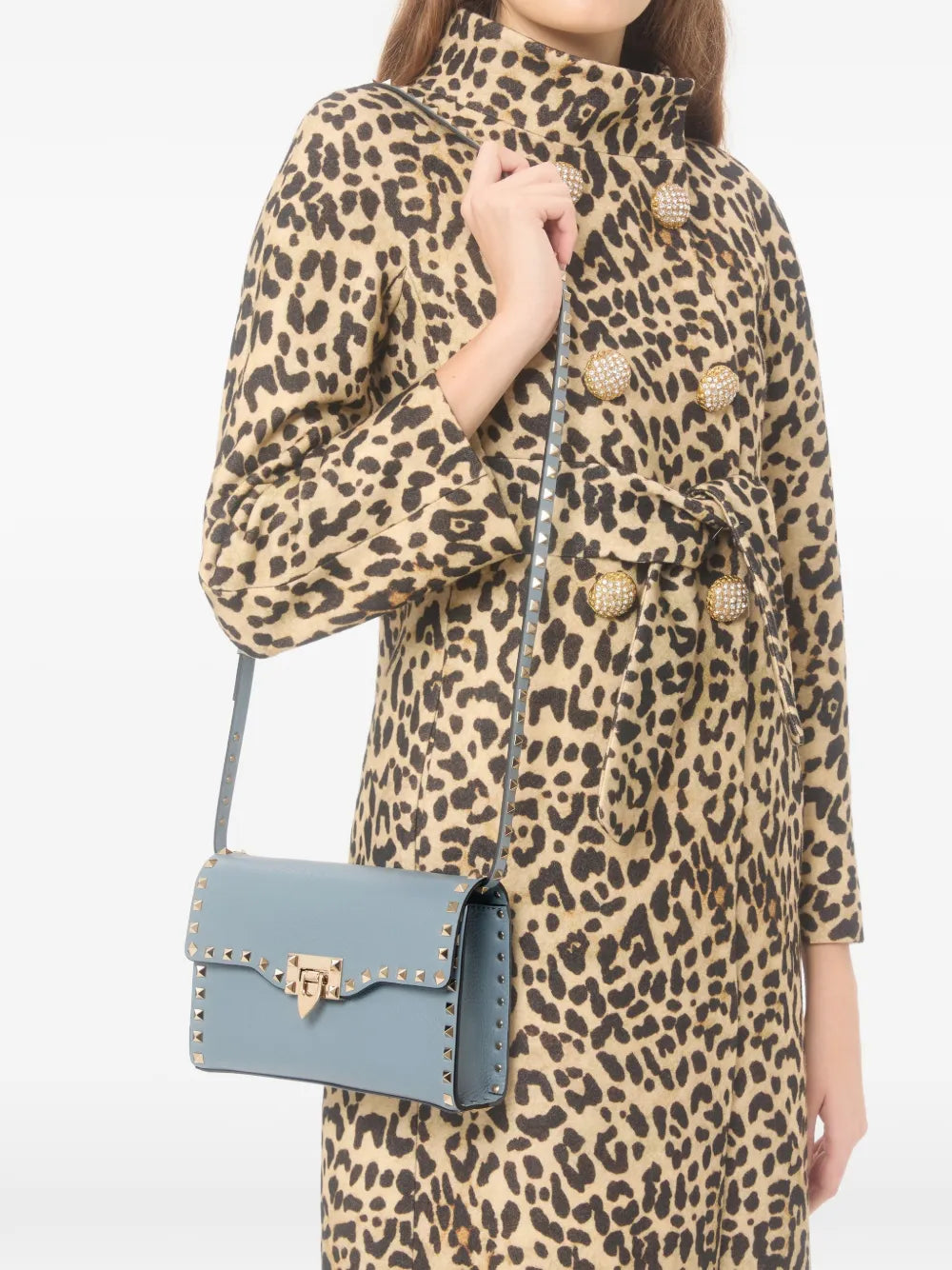 Valentino Garavani Small Rockstud Grained Shoulder Bag