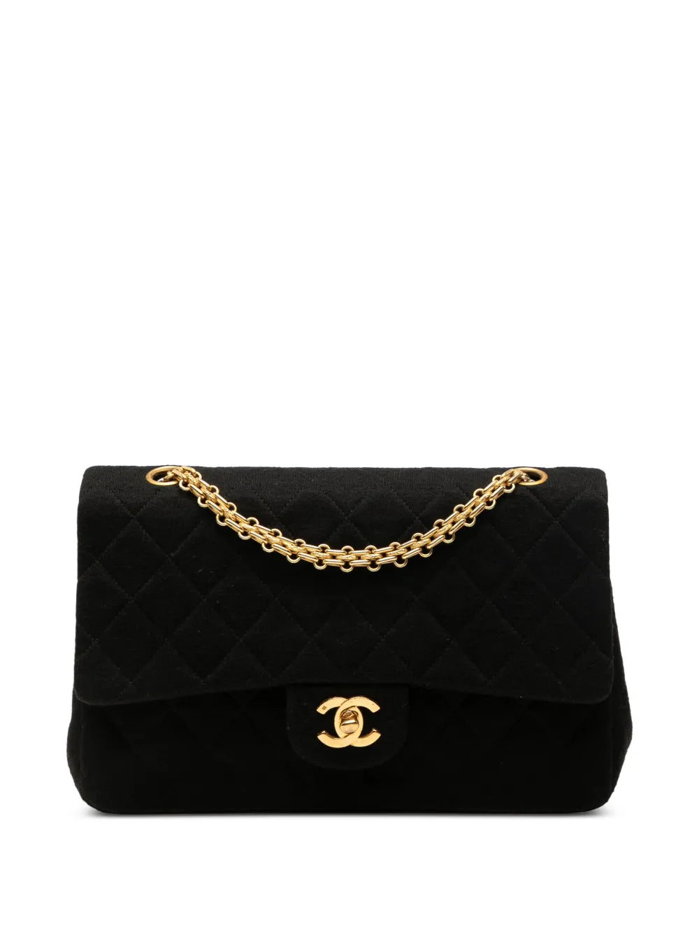 Chanel Pre Owned 1989 1991 Medium Classic Jersey Double Flap Shoulder Bag