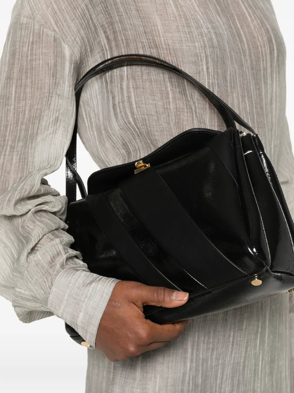 Themoire Eudora Diagonal Stripe Shoulder Bag
