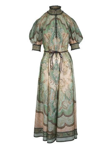 Zimmermann High Neck Paisley Motif Midi Dress