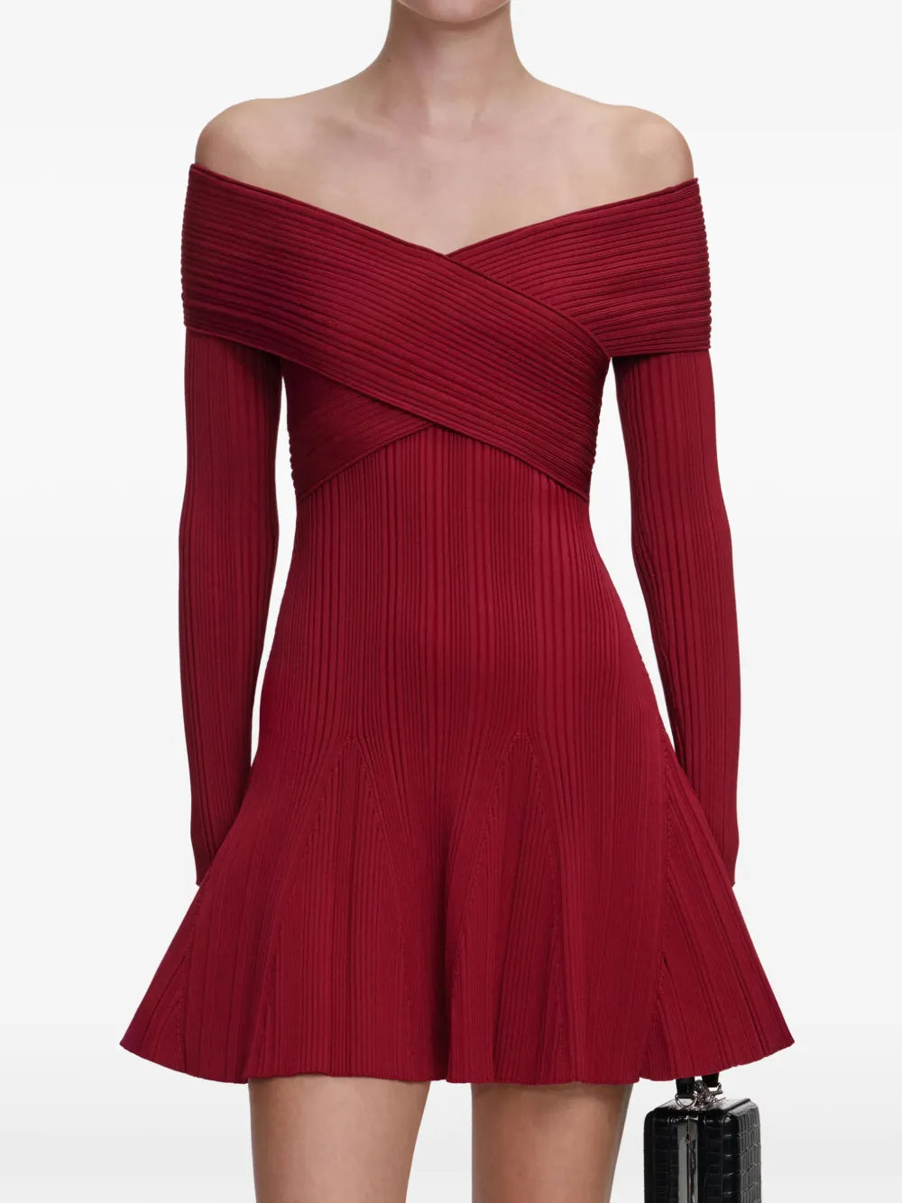Self Portrait Ribbed Knit Mini Dress