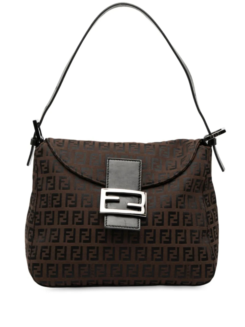 Fendi Pre Owned 2000 2010 Zucchino Canvas Double Flap Mamma Shoulder Bag