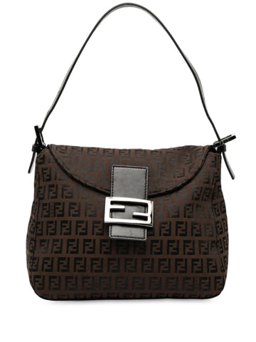 Fendi Pre Owned 2000 2010 Zucchino Canvas Double Flap Mamma Shoulder Bag