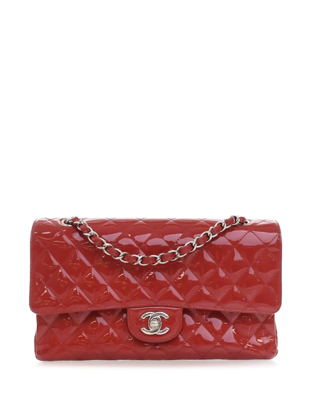 Chanel Pre Owned 2009 2010 Medium Classic Patent Double Flap Shoulder Bag