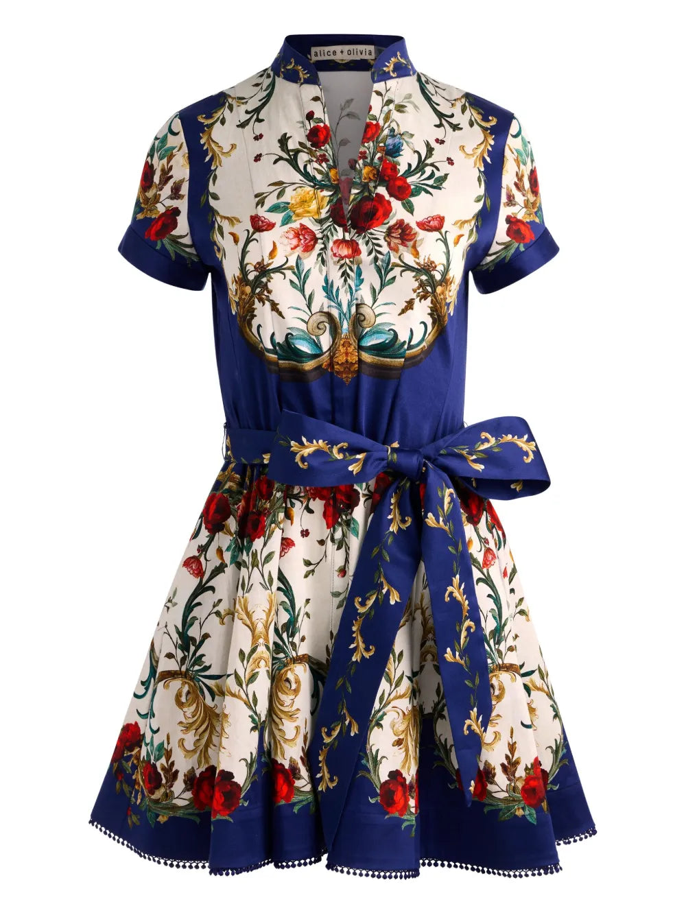 Alice Olivia Lucy Tie Belt Floral Print Mini Dress