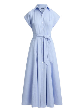 Polo Ralph Lauren Emma Striped Pattern Tie Waist Maxi Dress