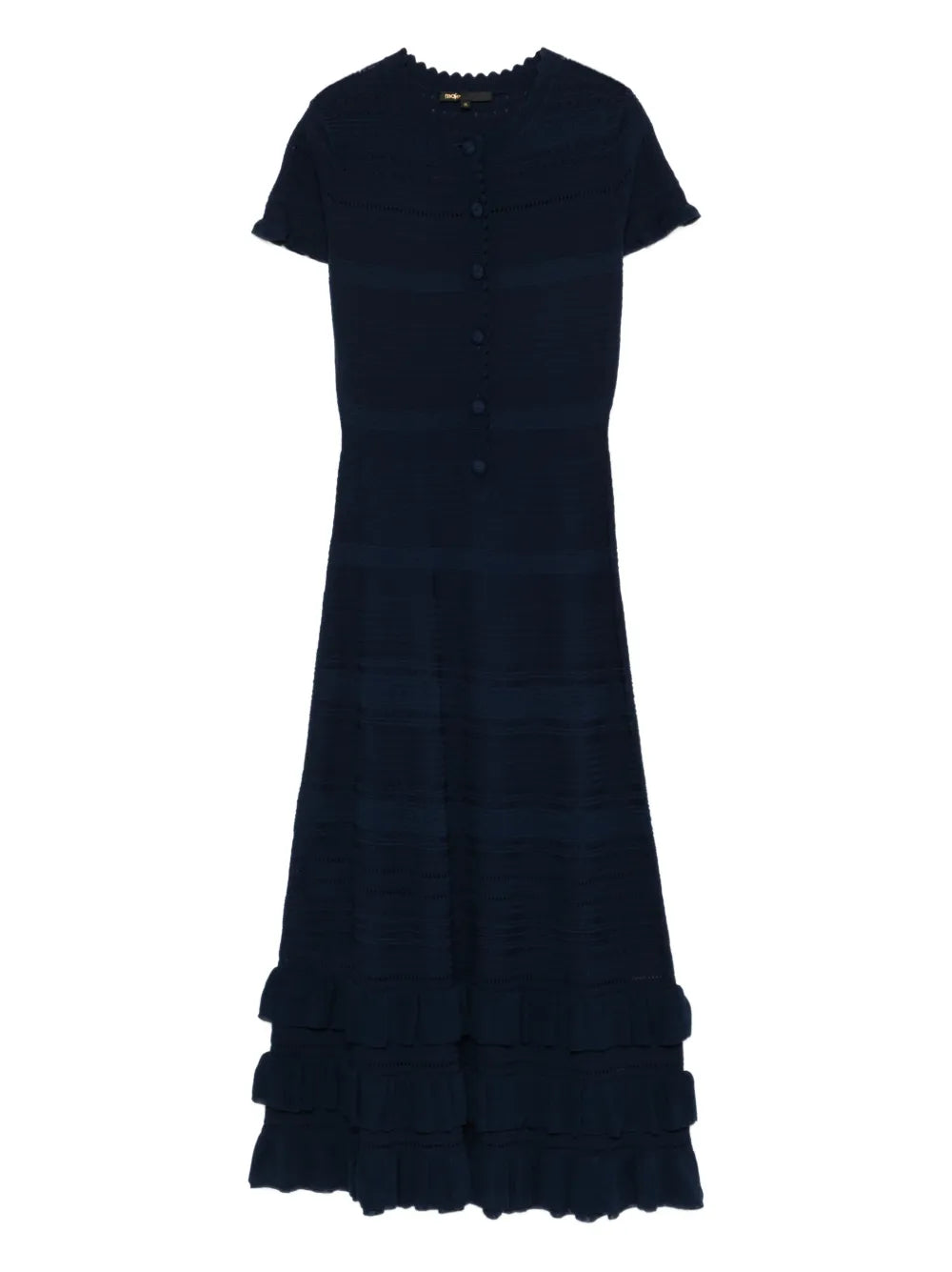 Maje Short Sleeve Knitted Midi Dress
