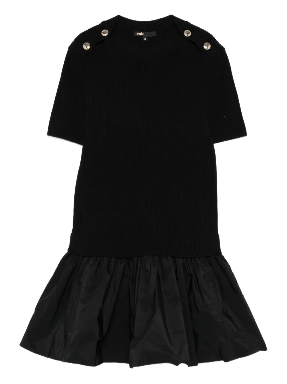 Maje Bubble Hem Short Sleeve Mini Dress
