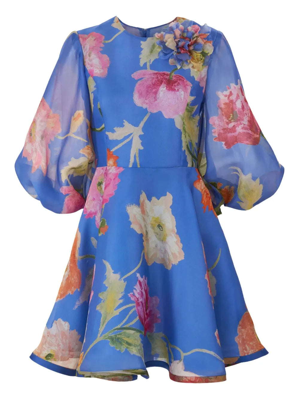 Carolina Herrera Poppy Print Organza Mini Dress
