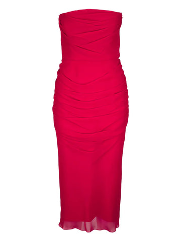 Carolina Herrera Strapless Draped Midi Dress