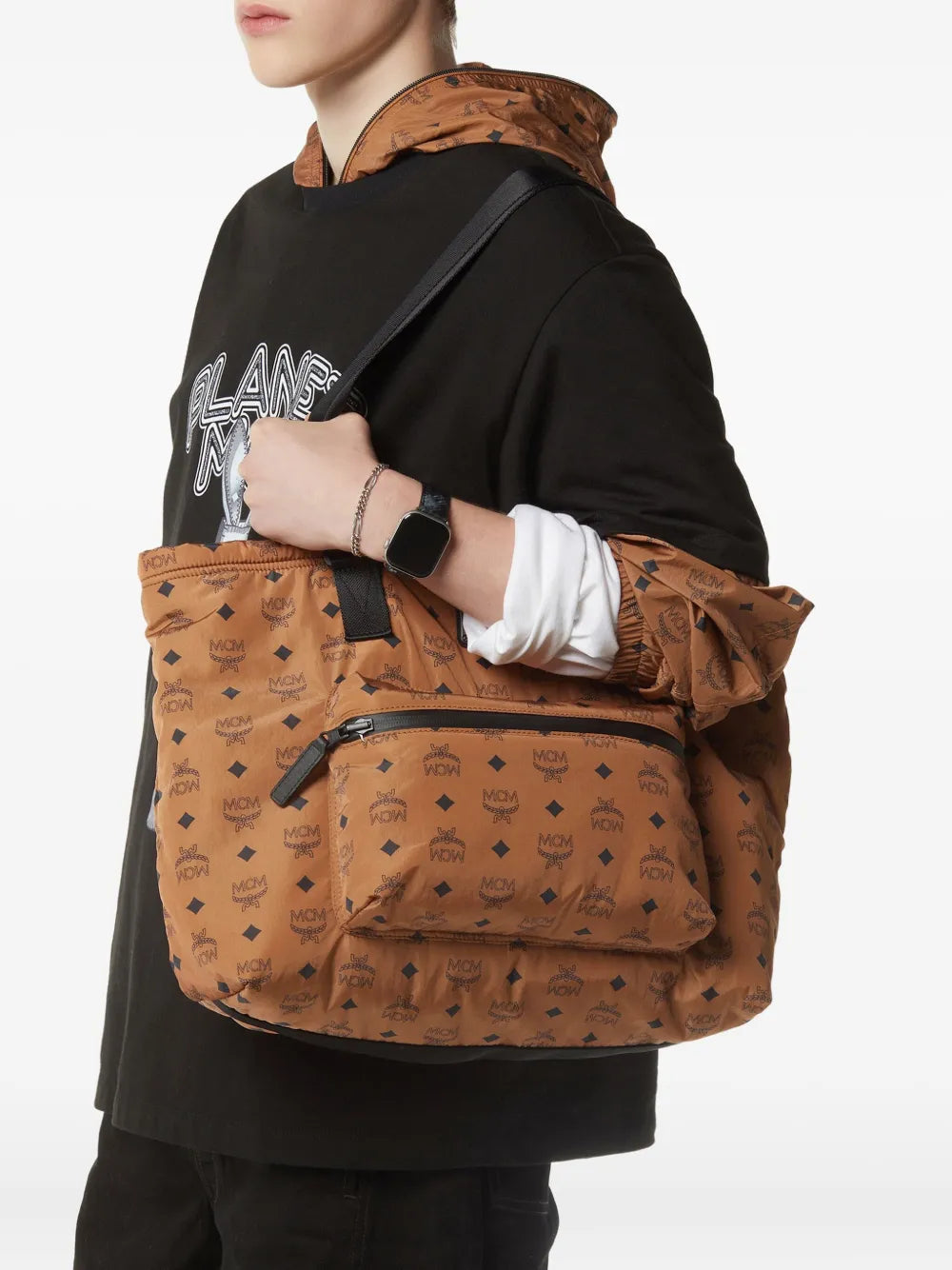 Mcm Aren Visetos Packable Shoulder Bag