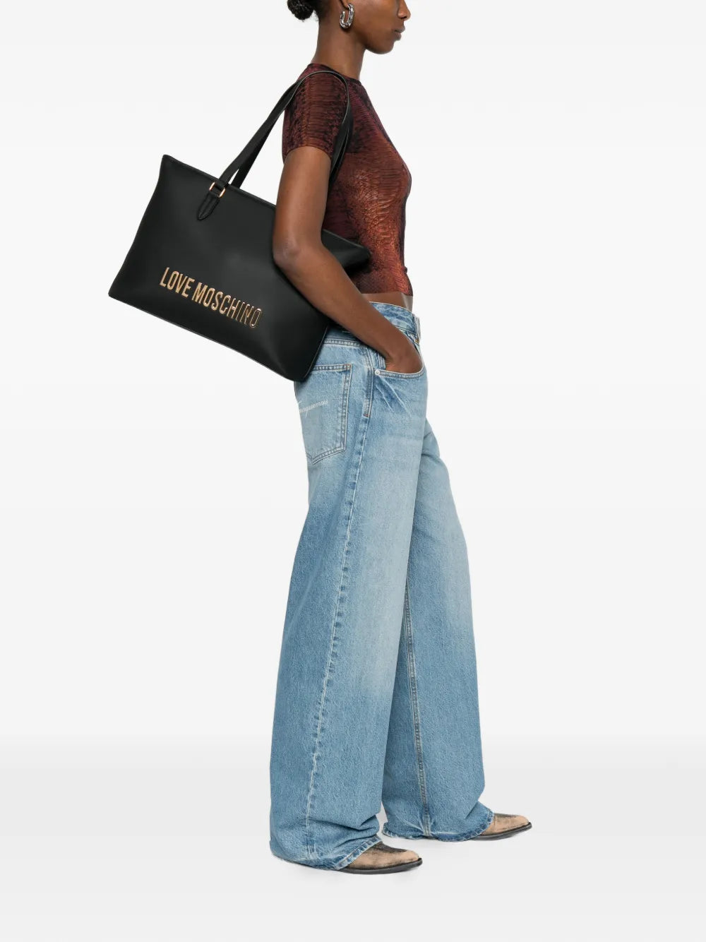 Love Moschino Logo Plaque Shoulder Bag