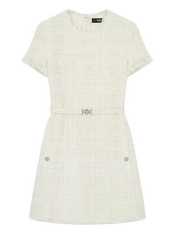 Versace Check Pattern Cotton Mini Dress