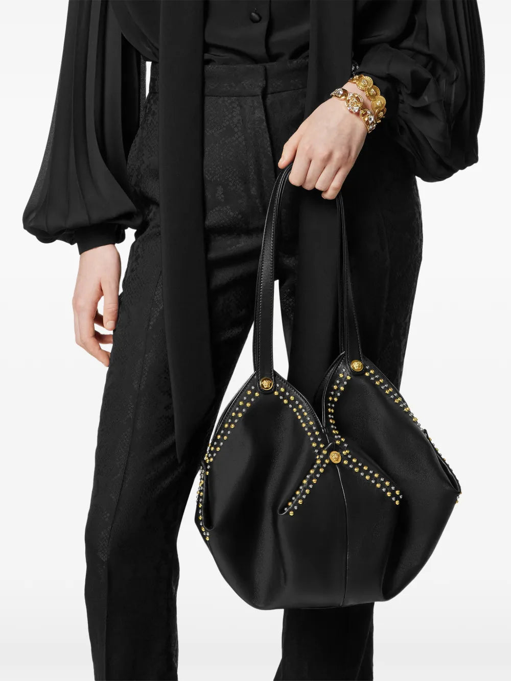 Versace Protea Leather Shoulder Bag