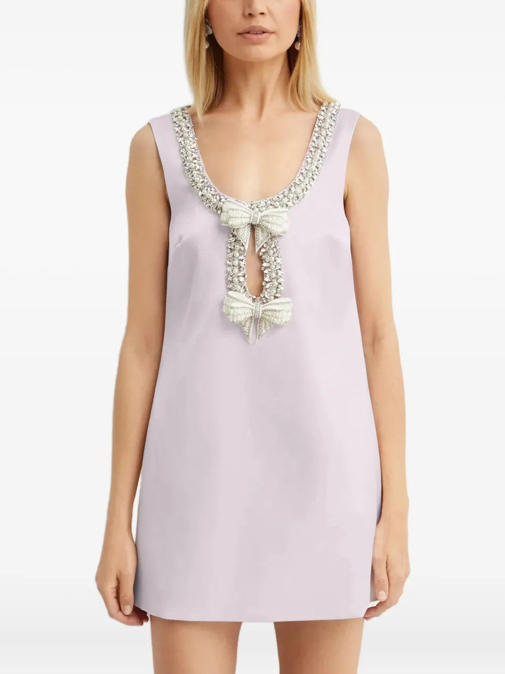 Self Portrait Crystal Embellished Bow Mini Dress