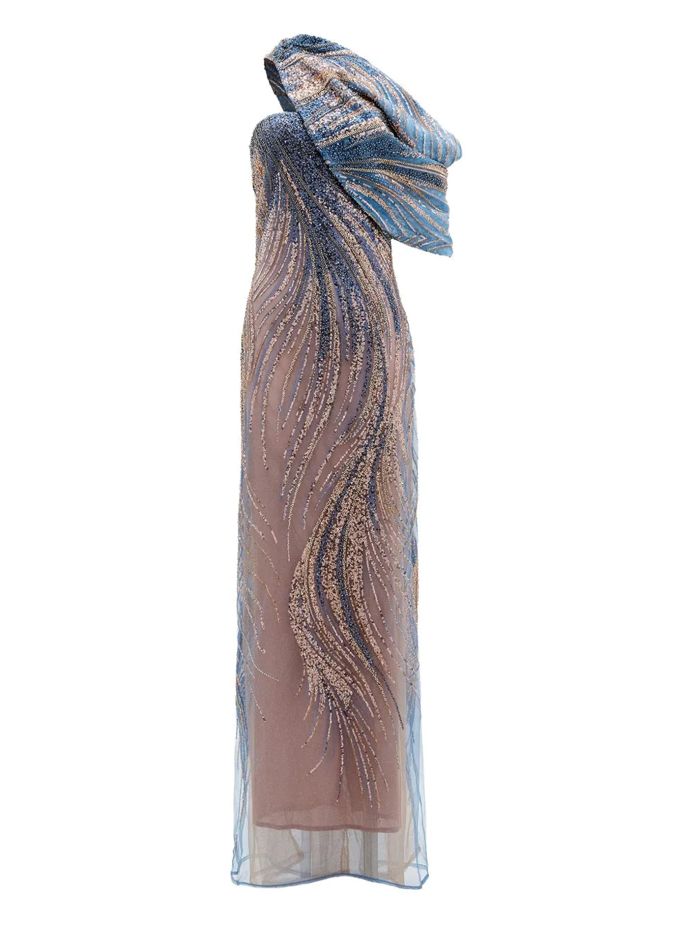 Silvia Tcherassi Rayo De Luna Sequin Draped Gown
