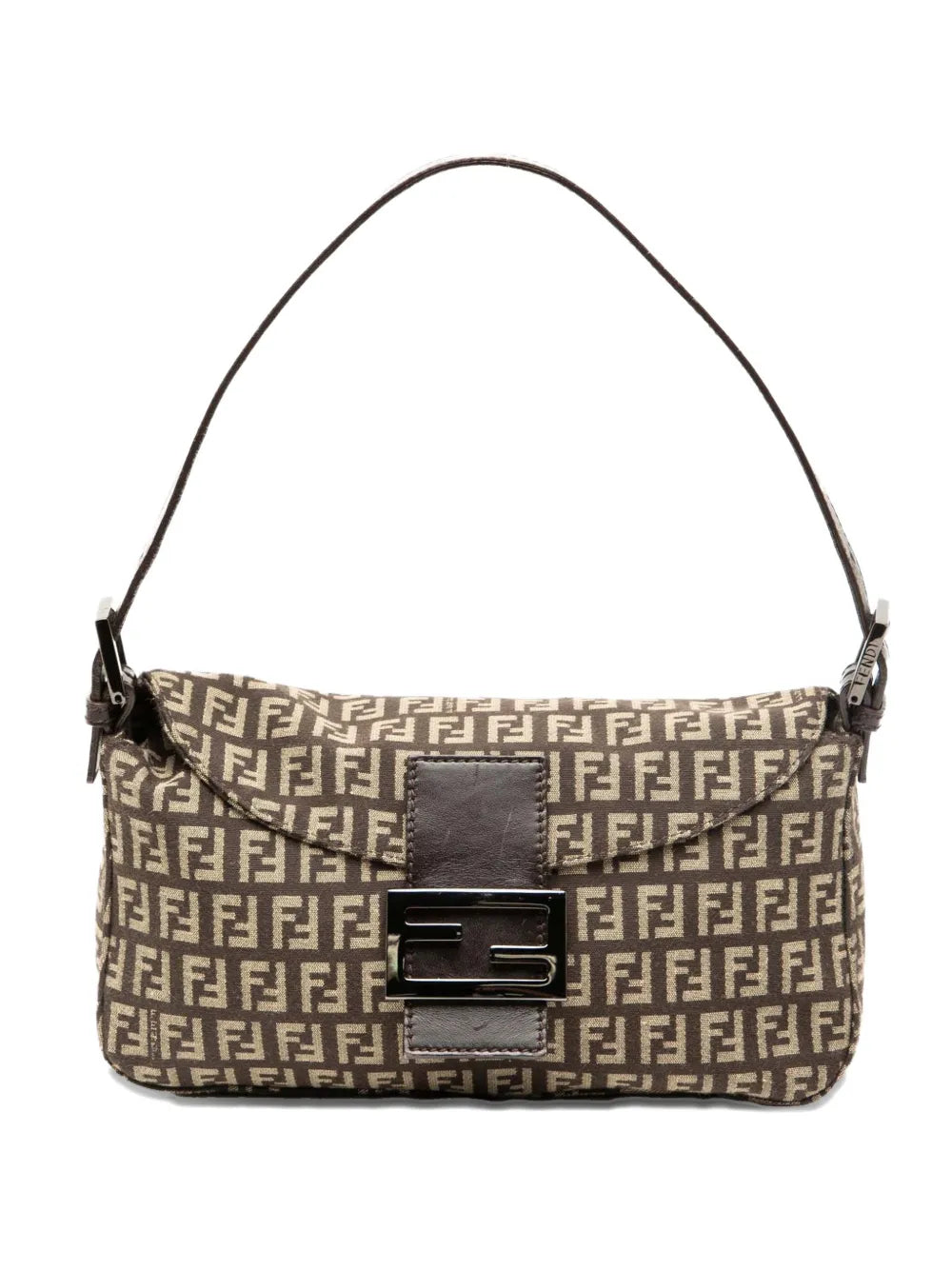 Fendi Pre Owned 2000 2010 Zucchino Canvas Double Flap Shoulder Bag