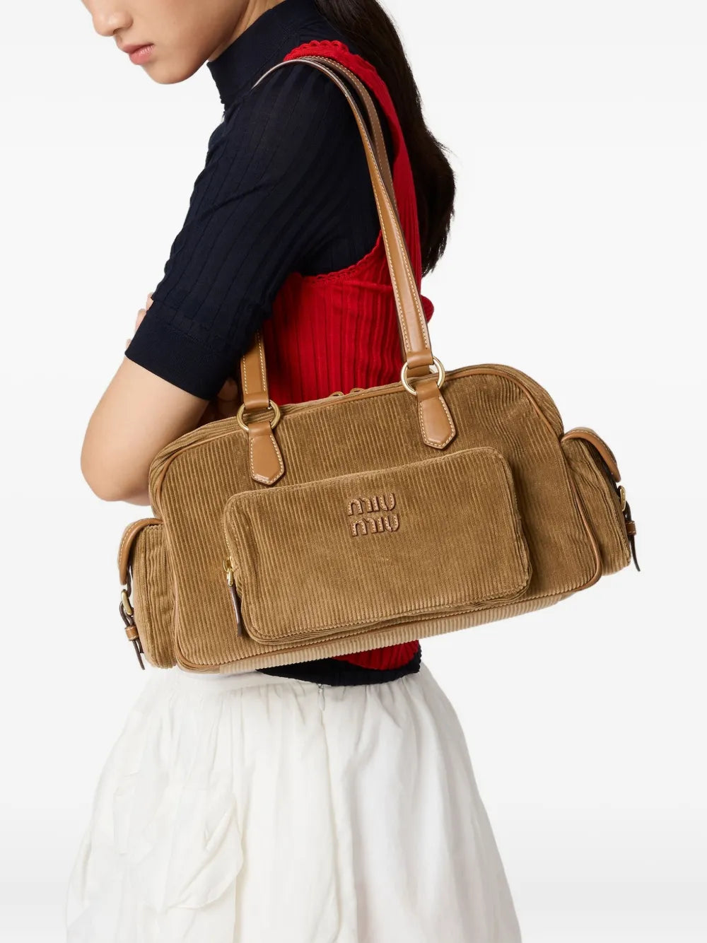 Miu Miu Pocket Corduroy Shoulder Bag
