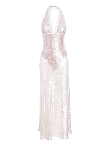 Manuri Pixie Sequin Embellished Halterneck Maxi Dress