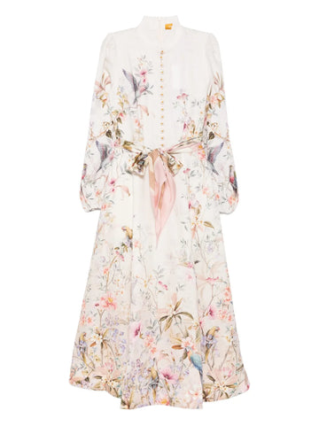 Zimmermann Rebellion Button Floral Print Midi Dress