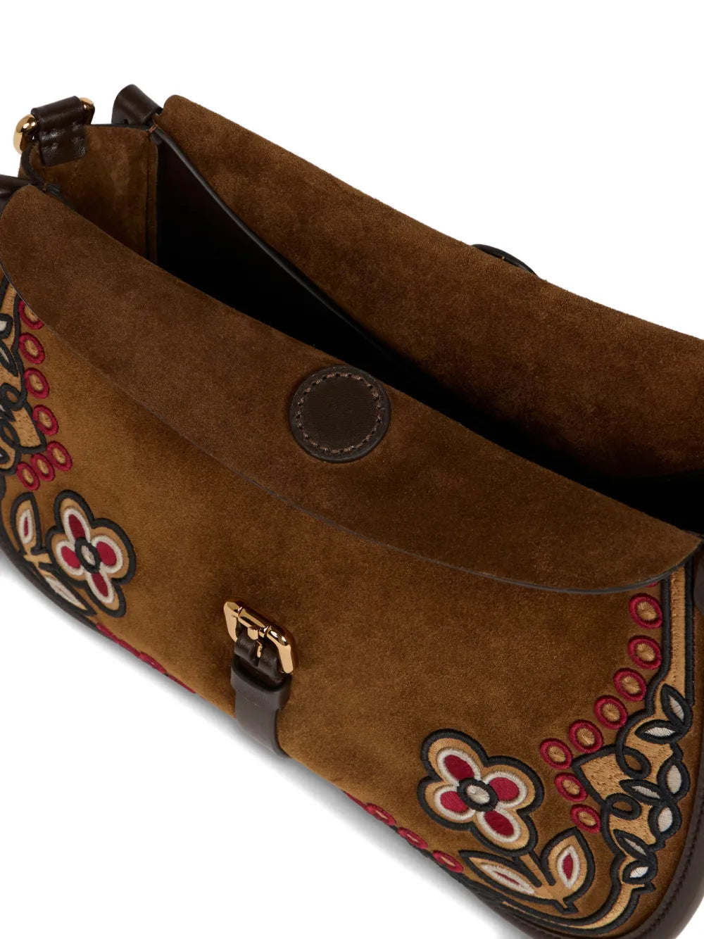 Etro Pony Floral Embroidery Suede Medium Shoulder Bag