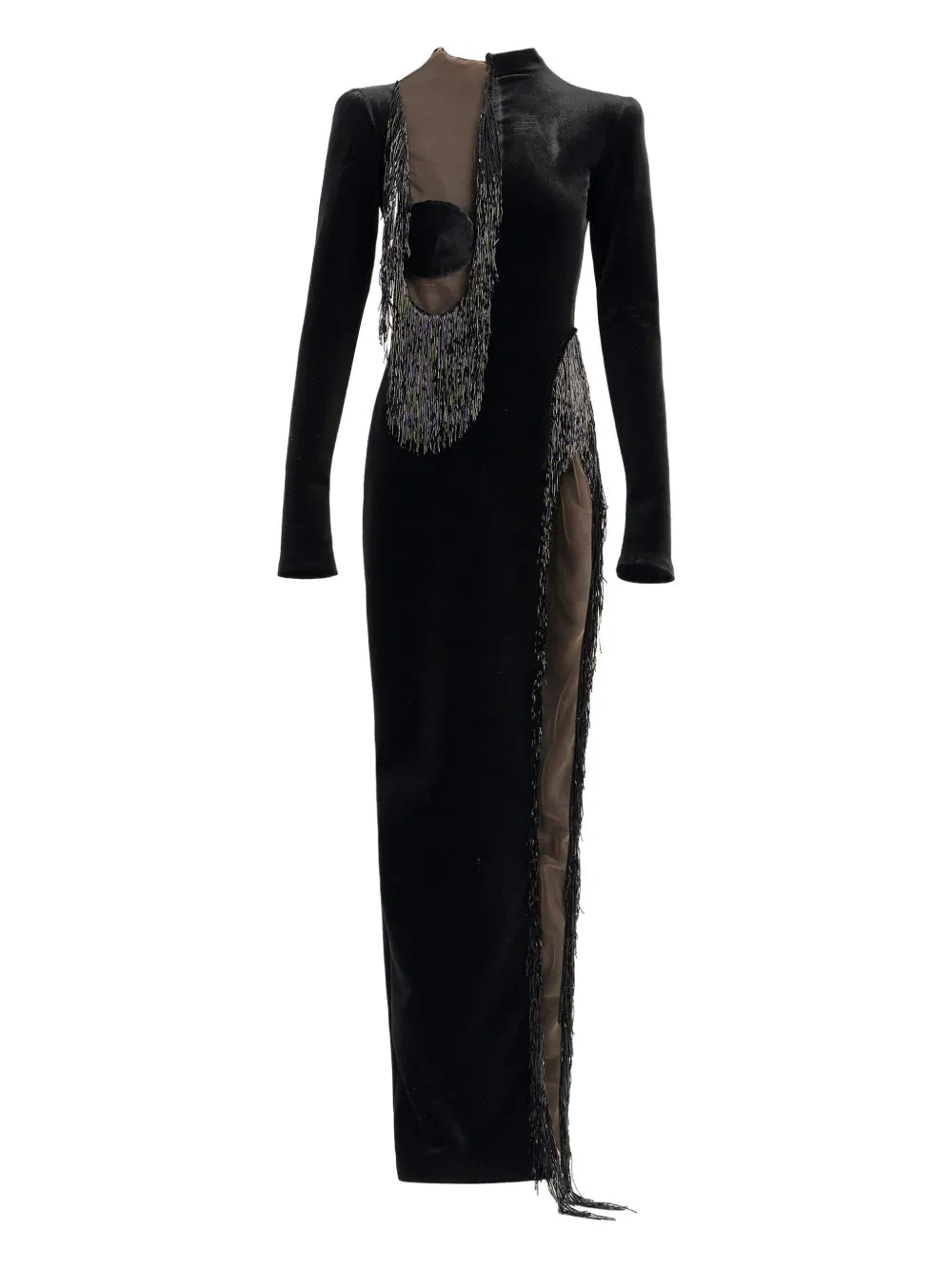 Ana Radu Fringe Detailed Side Slit Maxi Dress
