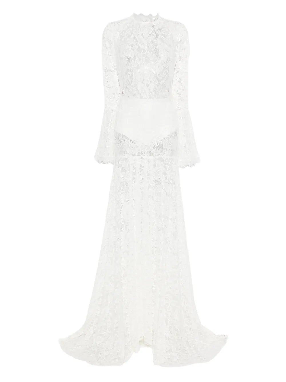 Miau By Clara Rotescu Lace Flared Maxi Dress