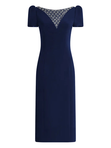 Jenny Packham Vienna Embellished Short Sleeved Midi Dress