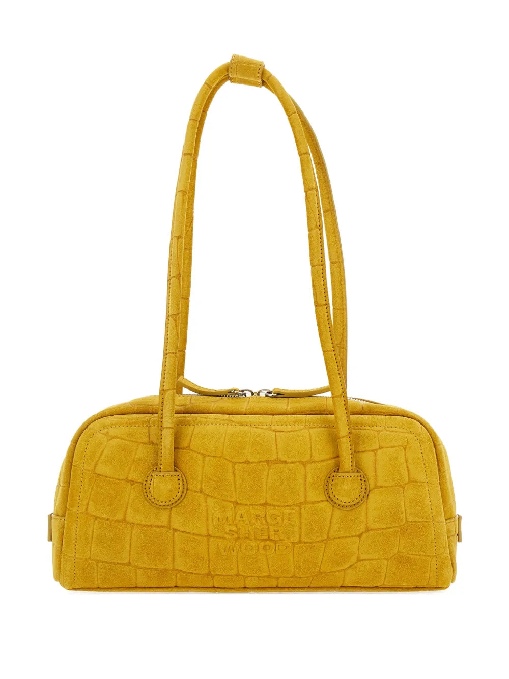 Marge Sherwood Boston Crocodile Embossed Shoulder Bag