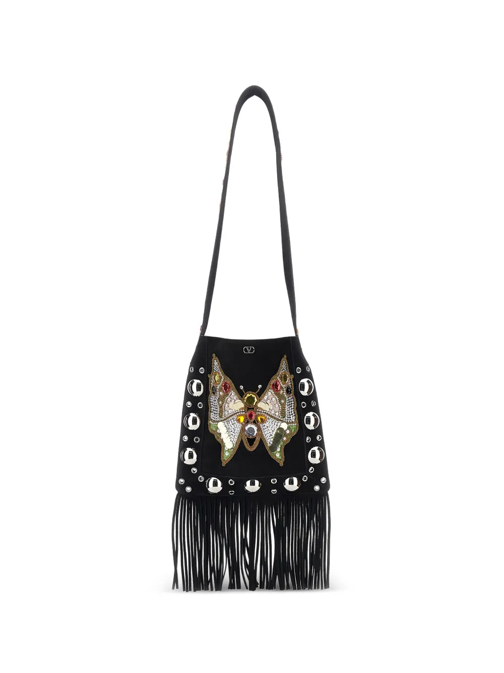 Valentino Garavani Eyelet Embelishment Fringed Hem Shoulder Bag