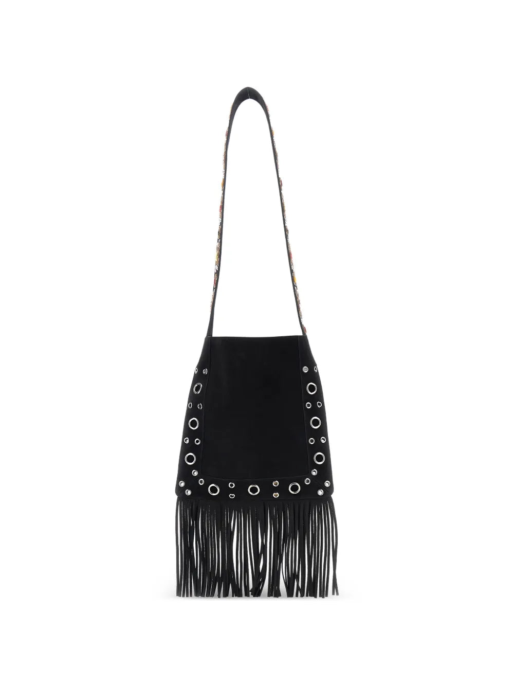 Valentino Garavani Eyelet Embelishment Fringed Hem Shoulder Bag