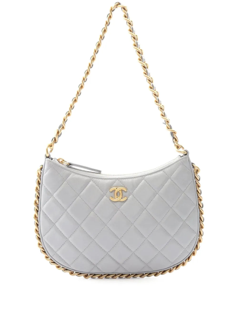 Chanel Pre Owned 2021 2025 Cc Quilted Lambskin Chain Around Hobo Shoulder Bag