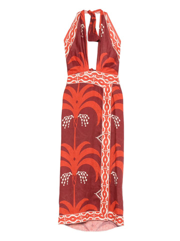 Johanna Ortiz Buen Viento Printed Halterneck Dress