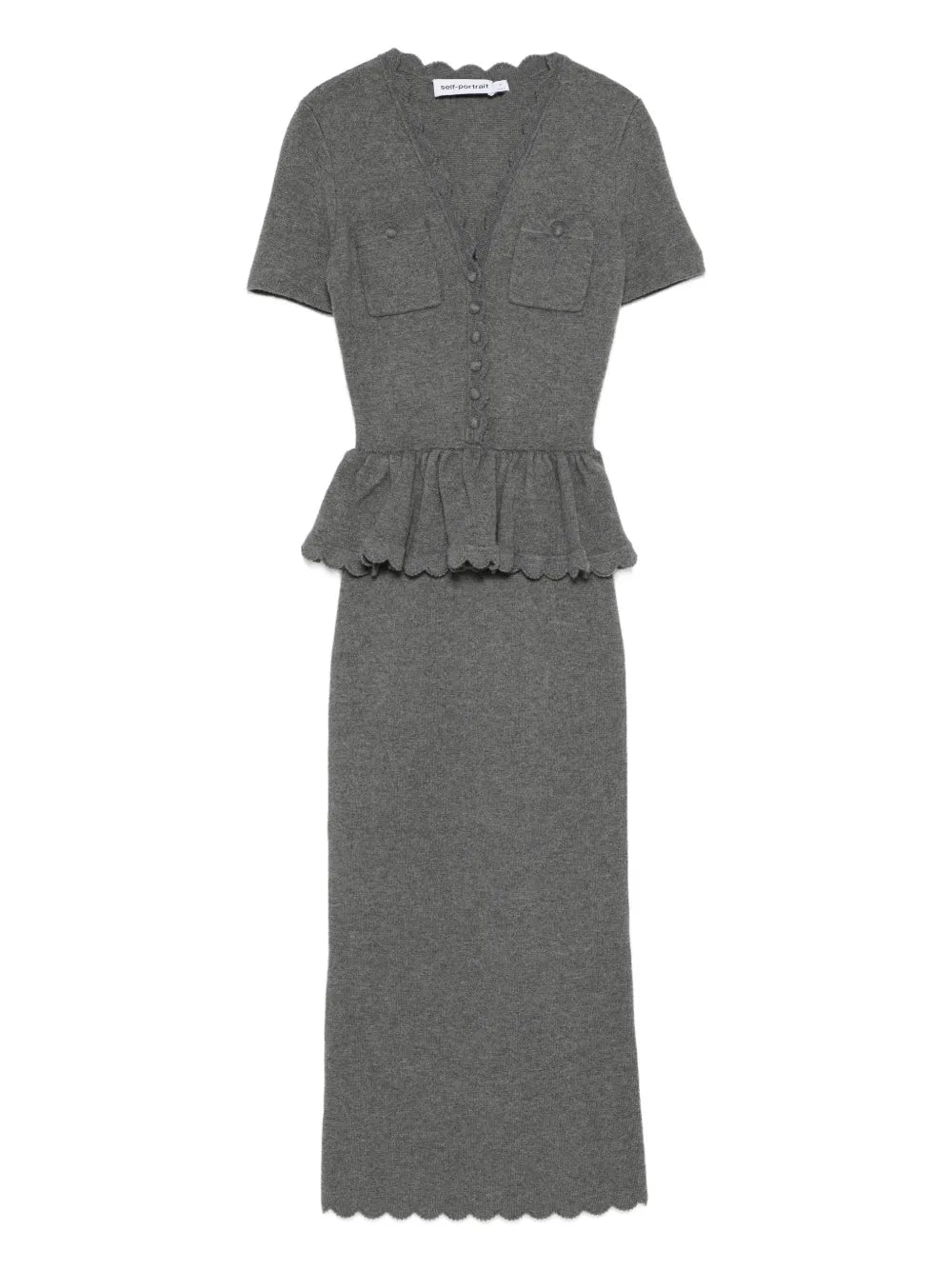 Self Portrait Pocket Peplum Midi Dress