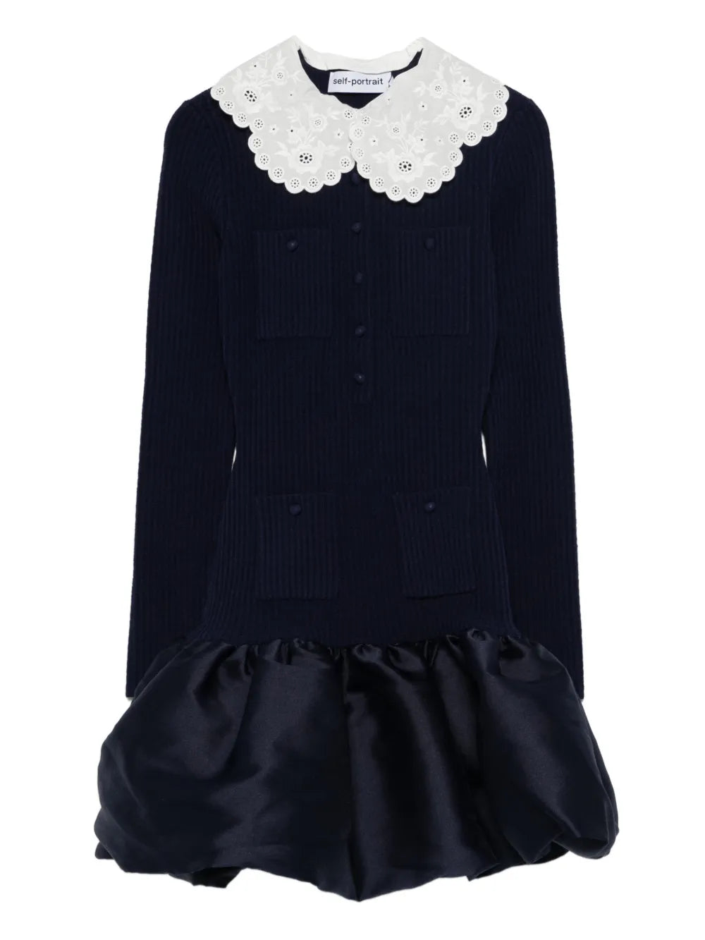 Self Portrait Scalloped Collar Pocket Mini Dress